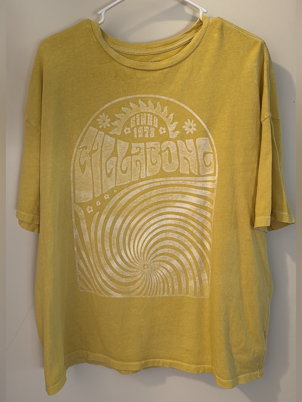 Billabong Womens Yellow Retro Swirl Graphic Tee